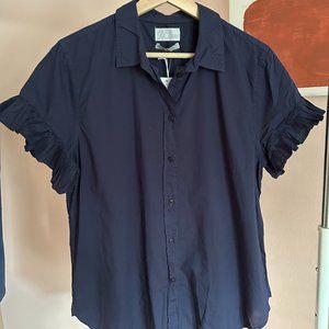 NWT J.Crew Classic-fit lightweight cotton poplin ruffle-sleeve shirt